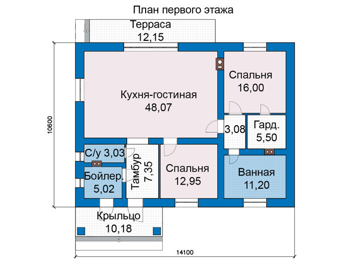 Дом из газобетона проект 65-33 план